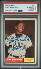 1961 Topps Juan Marichal #417 PSA A Auto 10