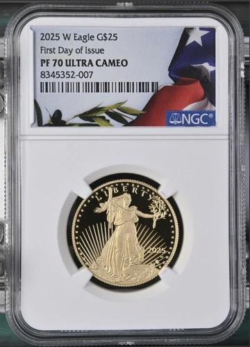 2025-W Proof $25 American Gold Eagle 1/2 oz NGC PF70UC First Day Issue FDI