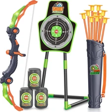 Bow and Arrow Toys for Kids, Archery Set Includes Super Bow with LED Lights, 10