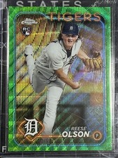 💥REESE OLSON💥 2024 Topps Chrome GREEN WAVE Refractor /99 TIGERS RC Rookie SP