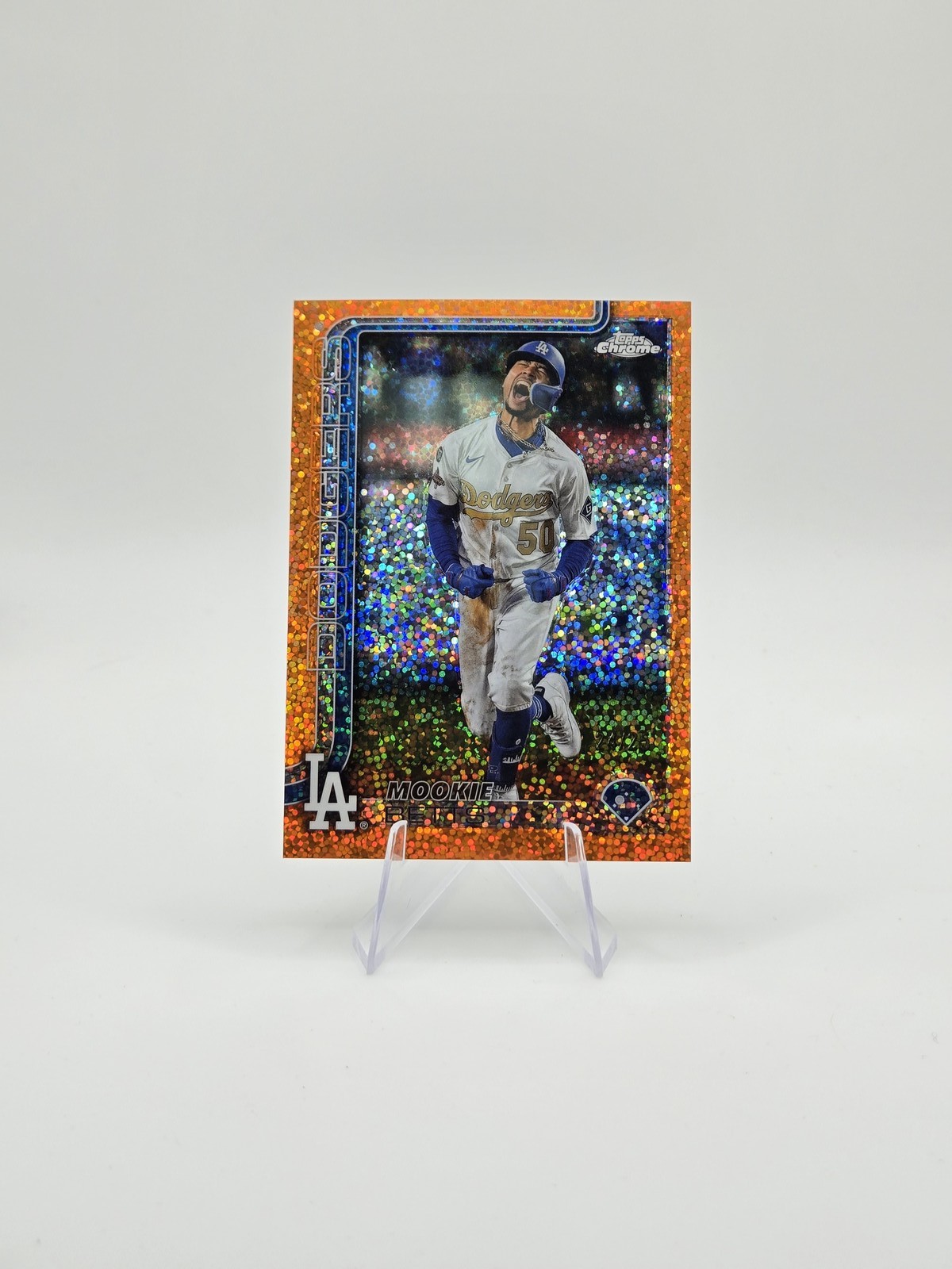 Mookie Betts 2025 Topps Chrome Variation Orange Speckle SP #/25 #50