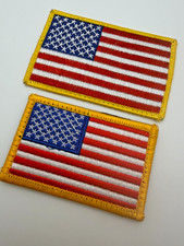 Lot Of 2 American Flag USA Embroidered Patch 1. Iron-on  2.Hook Loop Shoulder