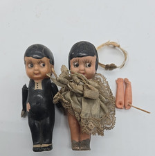 TLC DAMAGED Kewpie Doll Bride  Groom Cake Toppers 1920s Antique Japan 3 1/2"
