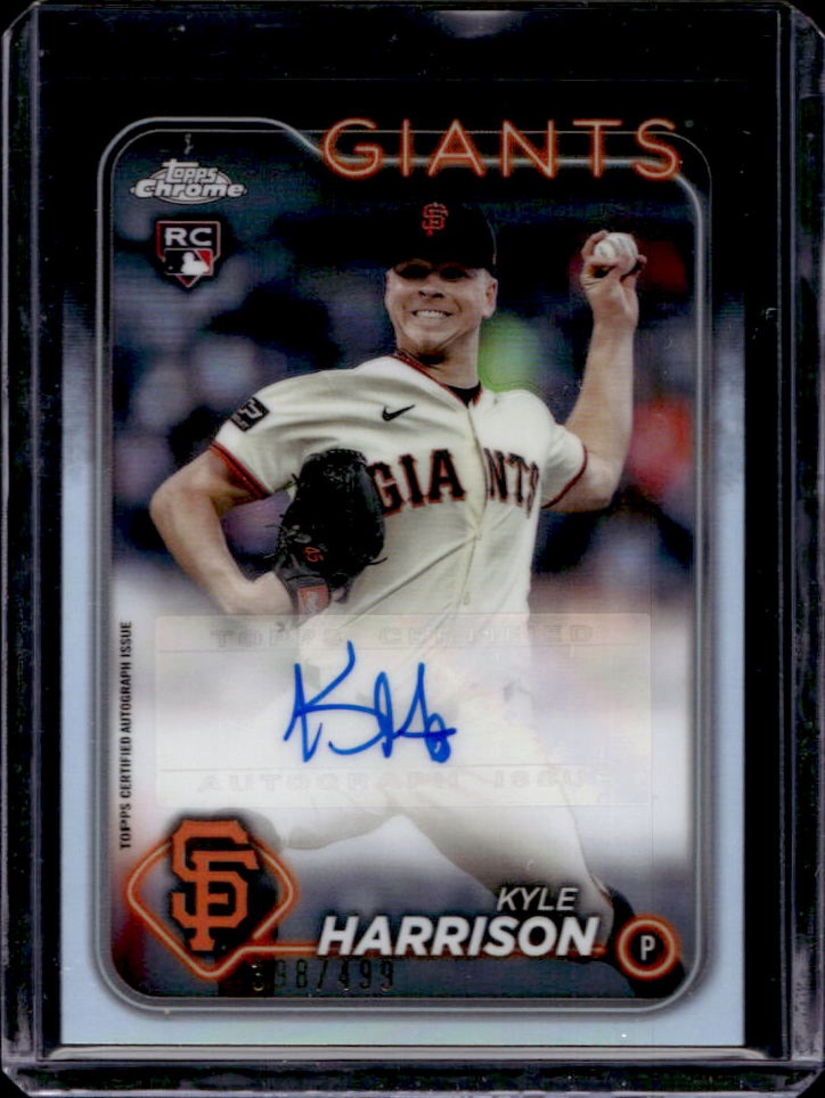 2024 Topps Chrome Update Kyle Harrison Auto RC Refractor Rookie #388/499 Giants