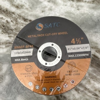 SATC WA60T-BF41 Type 1 Metal/Inox Cut-Off Wheel 4-1/2in x 0.04in 60G