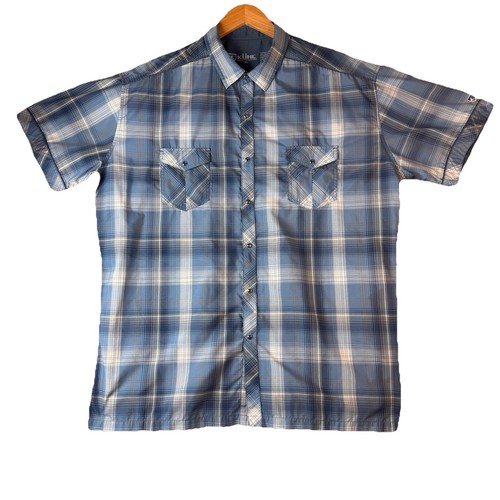 Kuhl Eluxur XXL Men’s Pearl Snap Plaid Blue Short Sleeve Shirt - Picture 1 of 10