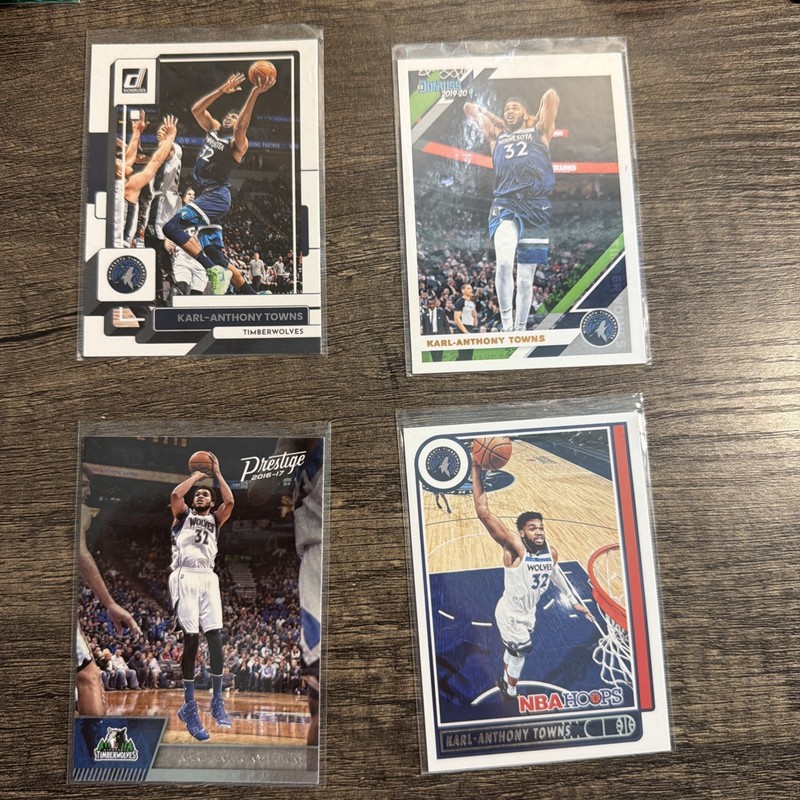 KARL ANTHONY-TOWNS  4 Card Lot Hoops, Donruss, Prestige