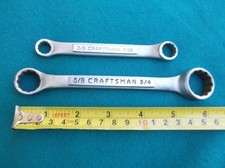 2 Vintage Craftsman -v- Sae Stubby Short Double Box End Wrench 58x34 38x716