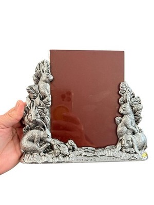 Arthur Court 5 X 7 Bunny Rabbit Cast Aluminum Floating Picture Frame 1989 Easter