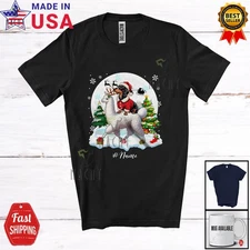 Custom Name Santa Dachshund Riding Llama; Merry Christmas Moon Snow Animal Shirt