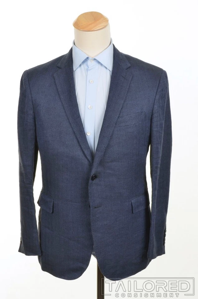RALPH LAUREN BLACK LABEL синий твид льняной мужской блейзер Sport пальто куртка - 42 S - Изображение 2 из 4