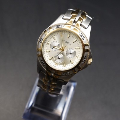Fossil Blue Triple Calendar Two Tone Uhr BQ-9183 funktioniert