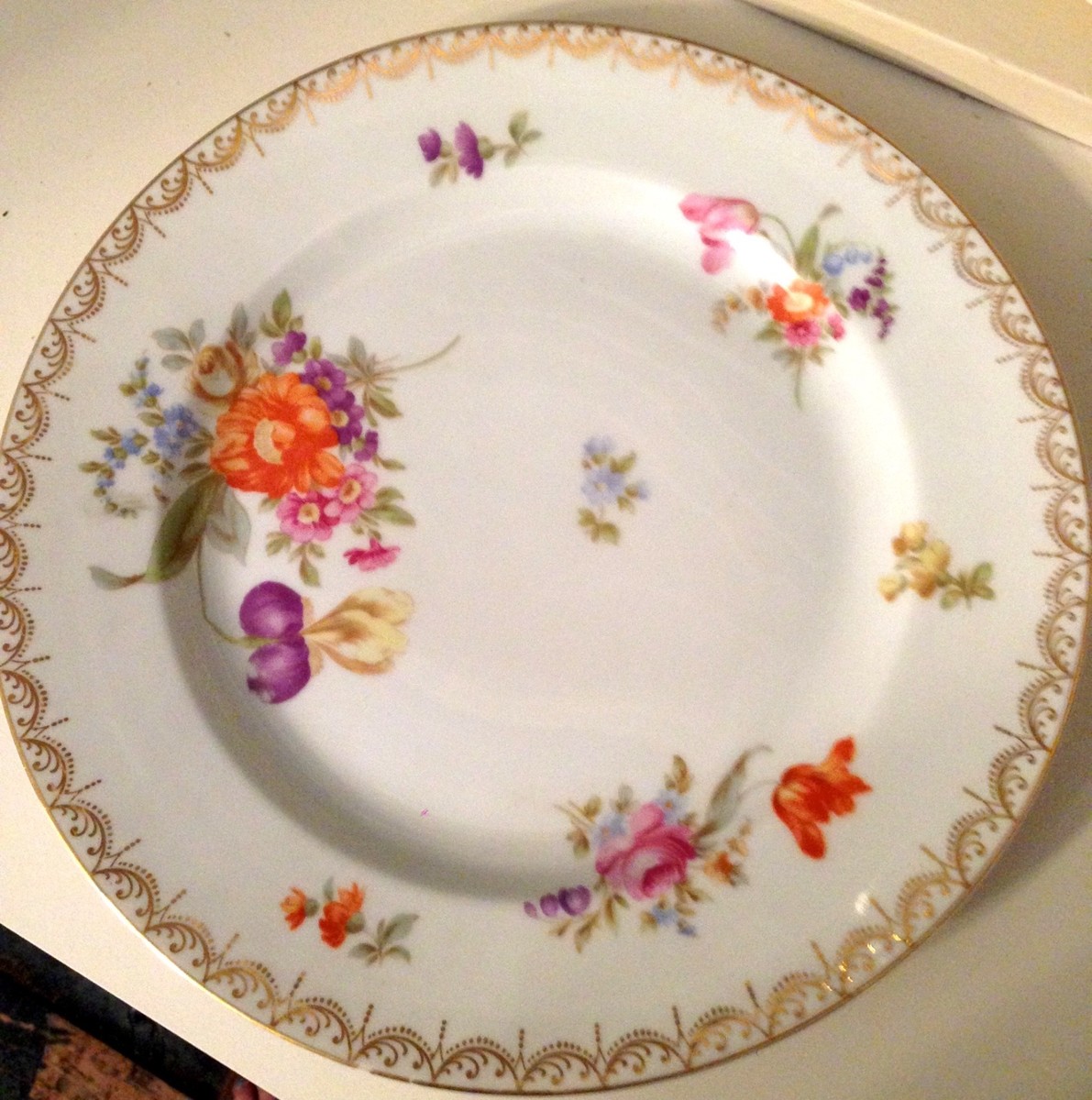 Rosenthal Selb Bavaria plate Dresden flowers 1930 Gold accent 10