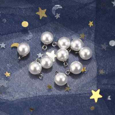 30pcs/lot Stainless Steel 8mm Width Beads Round Plastic Pearls Charms Pendants