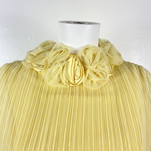 Abito vestito vintage anni 50 60 giallo stropicciato collo fiori polsi - Foto 3 di 12