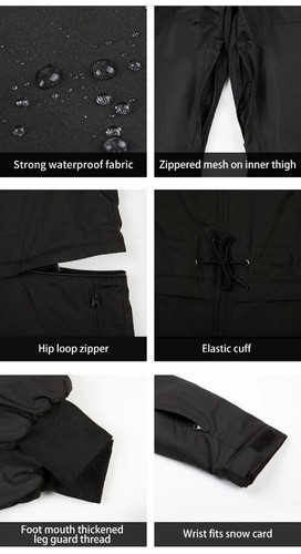 Thick Men Women One-Piece Ski Jumpsuit Outdoor Sports Winter Overalls Hooded - Picture 23 of 27