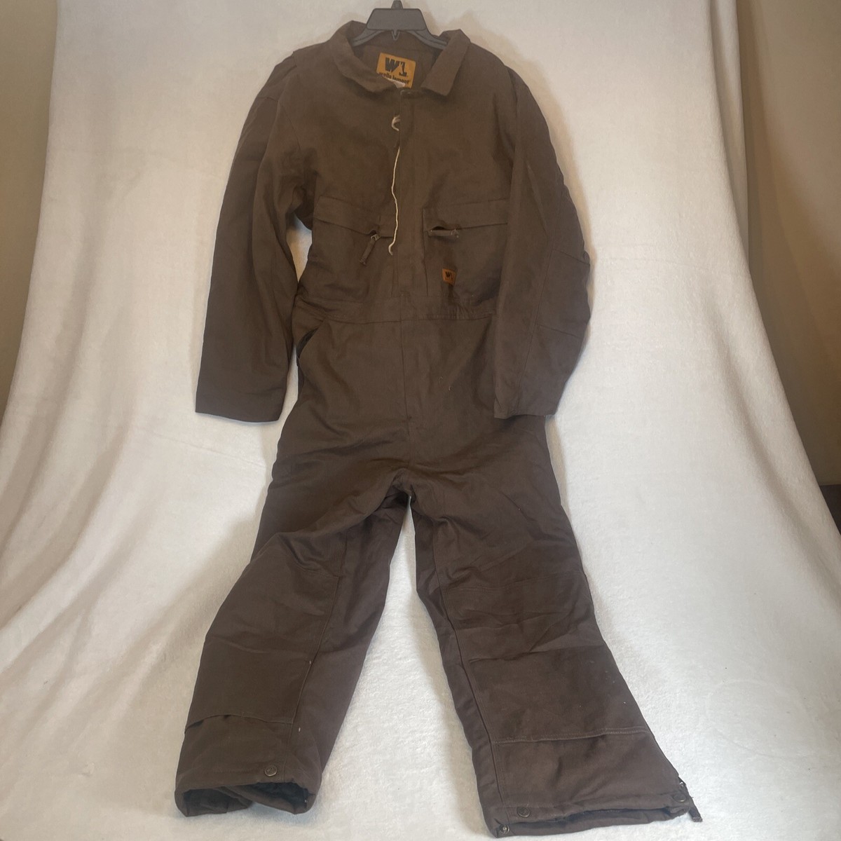 Wells Lamont Coverall Jumpsuit L Men's Insulated Brown Canvas