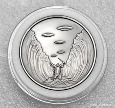 UFO's over the Red Sea -  1 oz .999 silver round w/custom antique finish