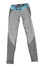 Gymshark Flex Women’s Seamless Size XS Grey Leggings LOGO Yoga Gym Shark Workout
