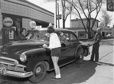 1949 Chevrolet Being Gassed up with Hi Speed Premium 8 x 10 photograph