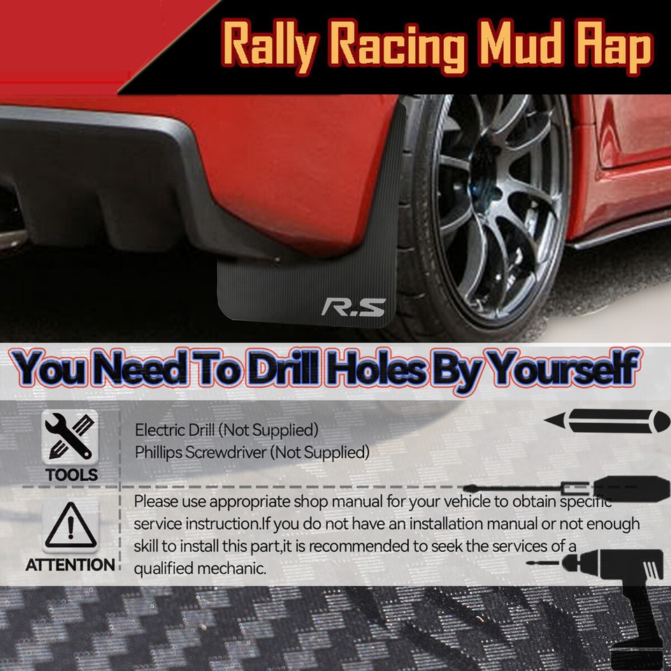 4X Universal CARBON FIBER Mud Flap Splash Guard Car Fender Body Kits eBay