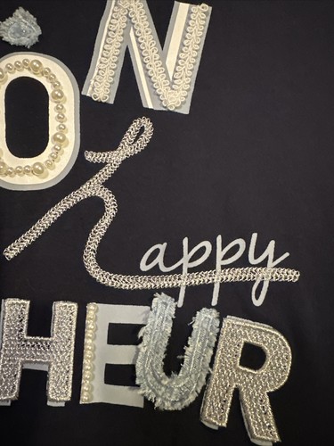 NWOT En Suey Gray Blue Beaded Wide Neckline Jeweled Top Size 42 - Foto 5 di 10