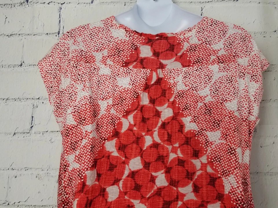 New Directions Weekend Knit Top Plus 1X Red White Polka Dot Cap Sleeve V-neck - Image 4 of 4