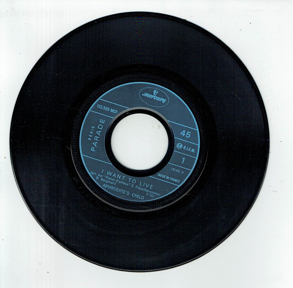 Aphrodite's Child Vinyl 45 RPM 7" I Want to Live Magic Mirror