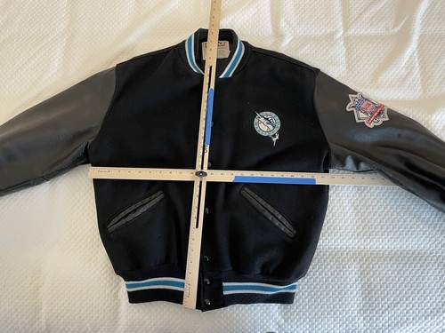 Vintage Florida Marlins DeLong Wollleder Uni Letterman MLB Baseballjacke L - Bild 8 von 12