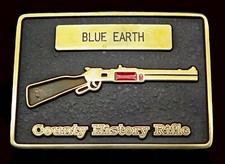 Blue Earth County Minnesota History Rifle Gun Anacortes Brass Belt Buckle