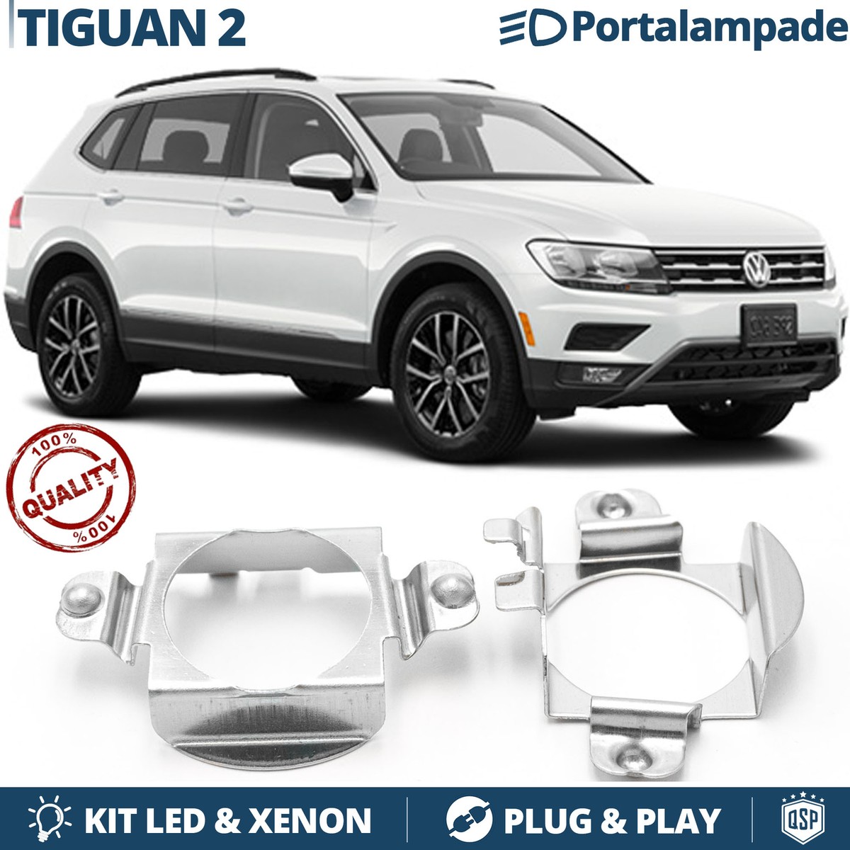 Adattatore Faro LED H7 - 2 Pezzi, Copertura Di Tenuta Per VW Tiguan MK7, Nero - Foto 3