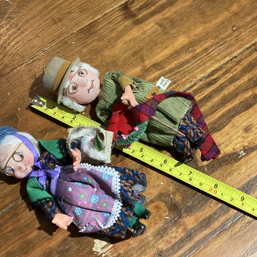 1980s Kurt Adler Fabric Doll Old Couple Christmas Holiday Ornament Grandparents - Picture 11 of 11