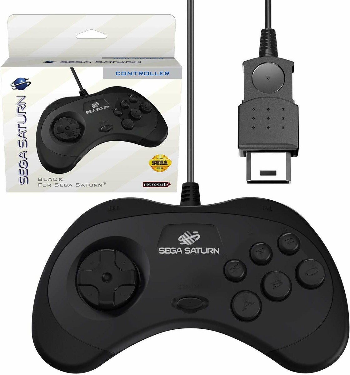 Retro-Bit Official Sega Saturn Controller Pad - Original Port - Black Retro-Bit Official Sega Saturn Controller Pad - Original Port - Black