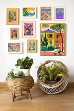 Colorful set of 9 printable wall art, maximalist decor, vibrant prints, digital