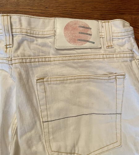 Academi Jeans Mens White Relaxed  Pastel Button Fly 36” Love Japan Selvedge - Picture 10 of 12