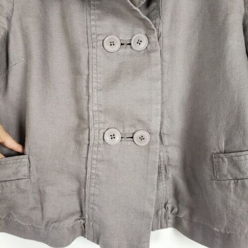 Coldwater Creek 100% Linen Lagenlook Grey Jacket Double Button front Size PMed - Picture 6 of 7