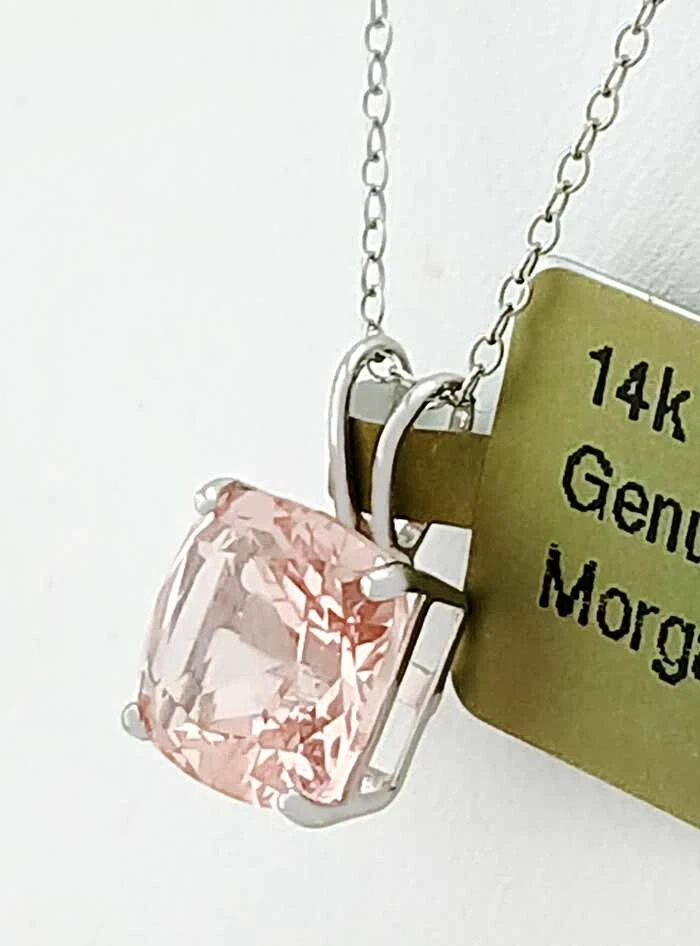 COLGANTE MORGANITA ORIGINAL 1,45 quilates oro blanco 14K - Servicio de tasación gratuito - Nuevo con etiquetas Foto 3 de 4