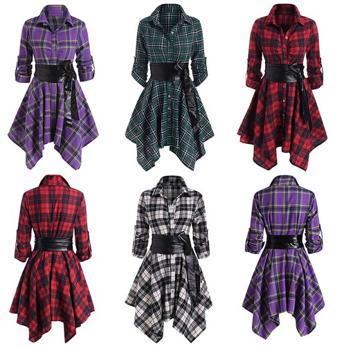 Women's Long Sleeve Red Plaid Check 