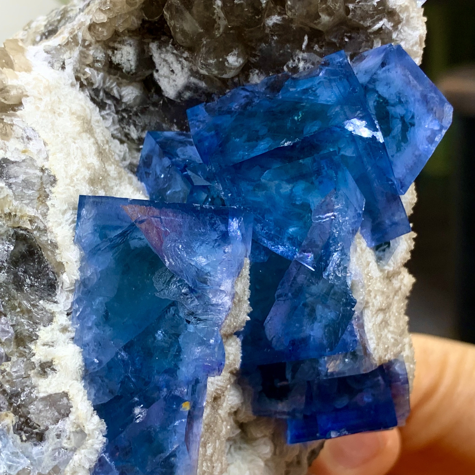 2.25LB Rare Blue Cubic Fluorite and Citrine Mineral Crystal Specimen from China