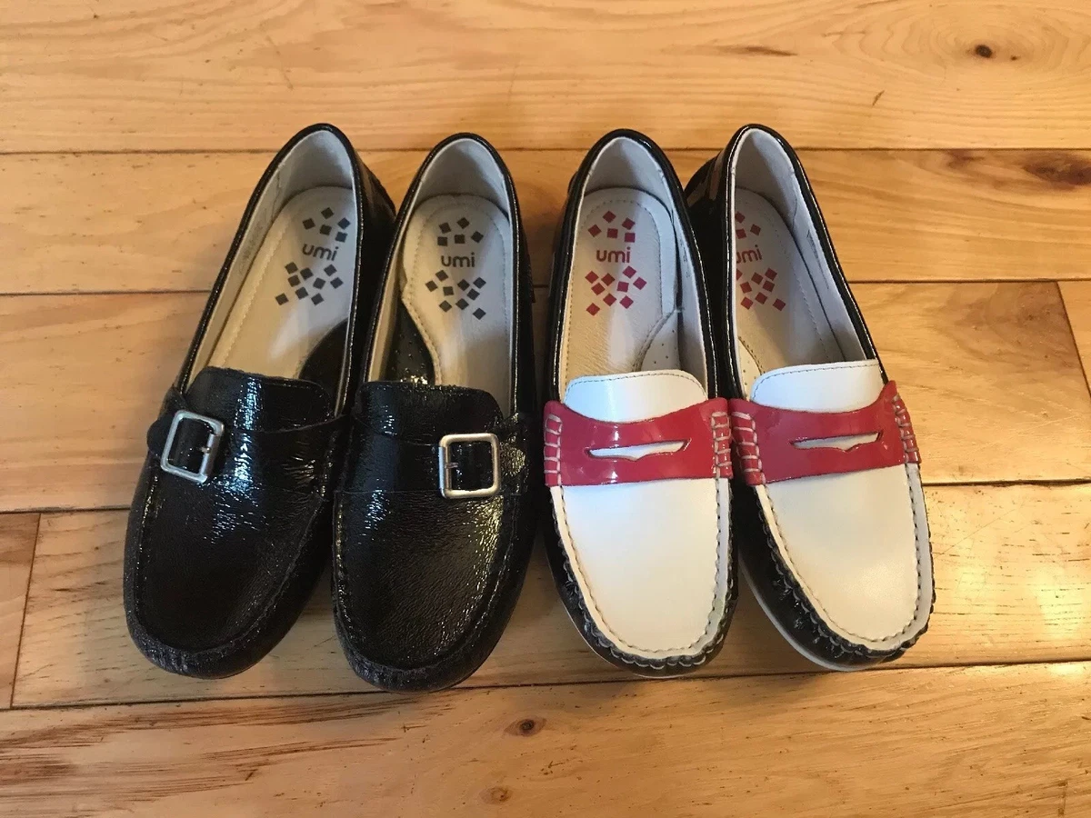 Umi Girl Shoes Sz. 1.5 US Euro 33 Leather Loafers 2 Pairs Black