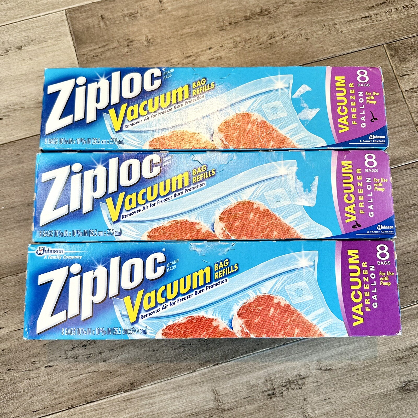 3 boxes Ziploc Vacuum Sealer Freezer Bag Refills Gallon size 24