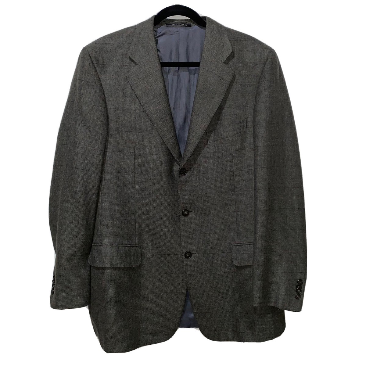 Ermenegildo Zegna グレー 長袖アウタージャケットMメンズ Ermenegildo Zegna For Mr Sid Gray Wool Cashmere Windowpane