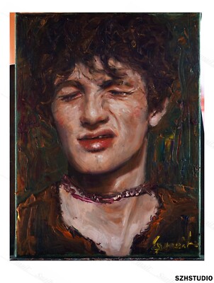 Original Oil Painting Young Man Portrait