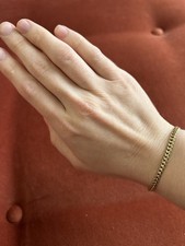 14K Solid Yellow Gold Cuban/Curb link Bracelet Approx 8.02 Grams