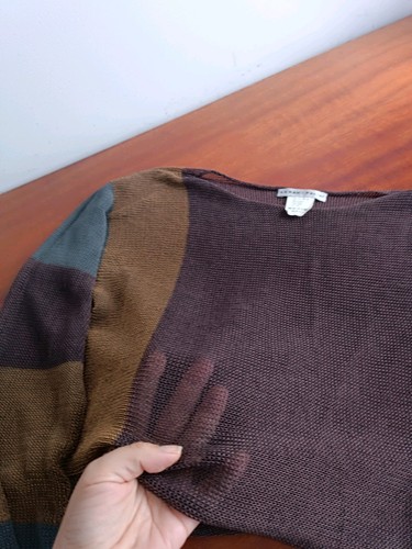Sarah Pacini Top Mesh Translucent Brown Blue Beige One Size - Picture 10 of 11