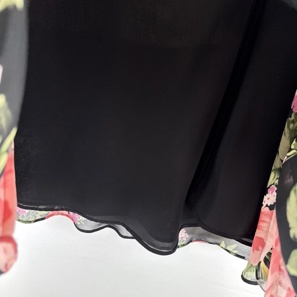 Falda midi Chaps para mujer mediana con volantes en capas forrada transparente floral hada femenina Foto 4 de 4