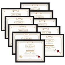 8.5x11 Certificate Picture Frames Sets of 10, Multi 8.5 by 11 Document Diplom...