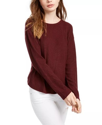 Crave Fame Junior's Cozy Twist Back Ribbed Top Brown Size Large
