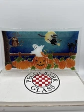 Vintage Peggy Karr Halloween Fused Glass Tray Signed 13 3/4” By 7 3/4”