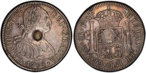 1793-MO FM 8 REALES WITH BANK OF ENGLAND COUNTERSTAMP